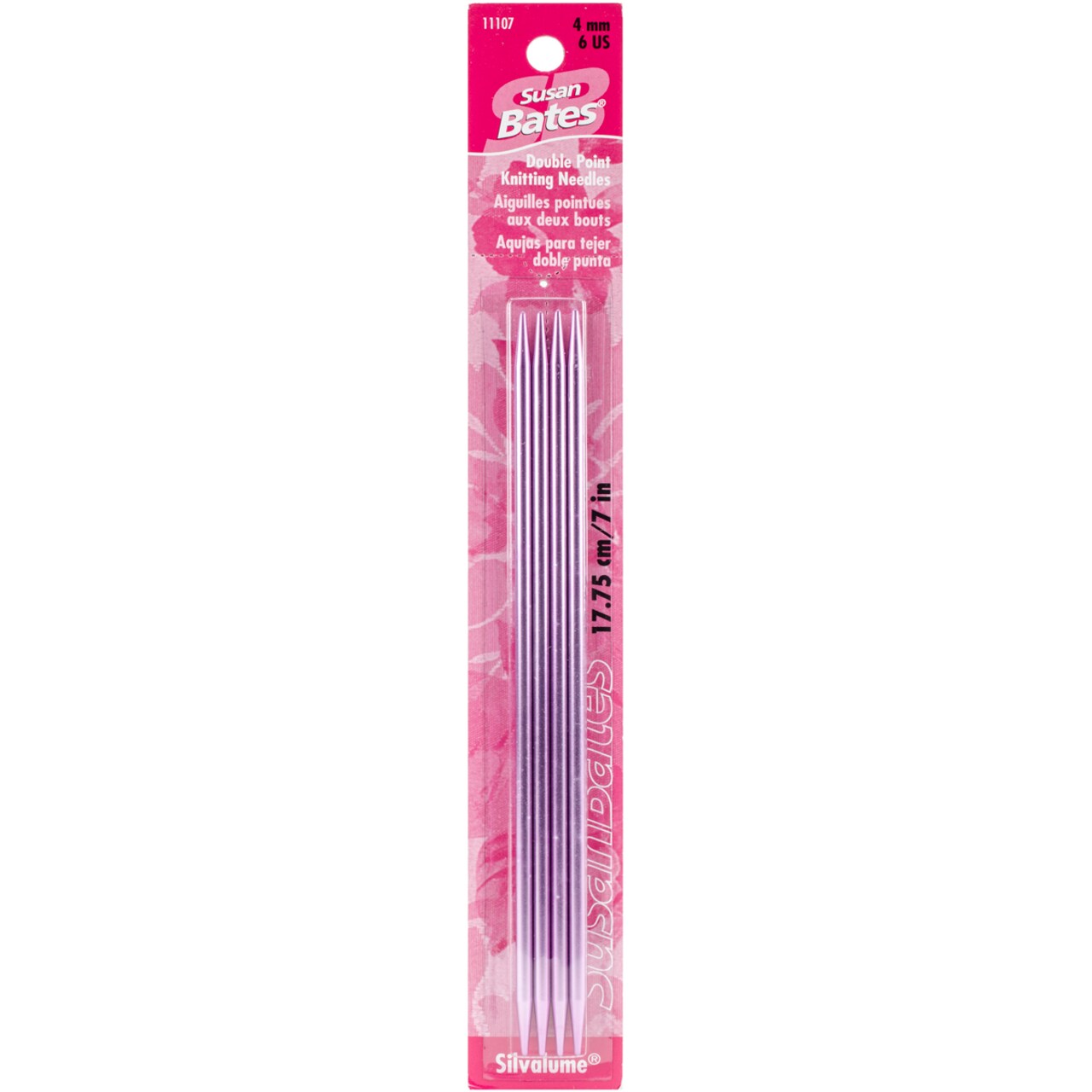 Susan Bates Silvalume Double Point Knitting Needles 7" 4/Pkg-Size 6/4mm
